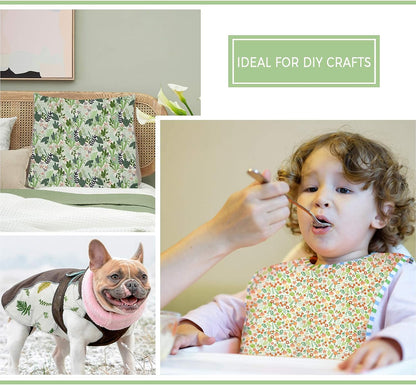 Aubliss 8pcs Fat Quarter Fabric Bundles -Green Floral-20' x 20'