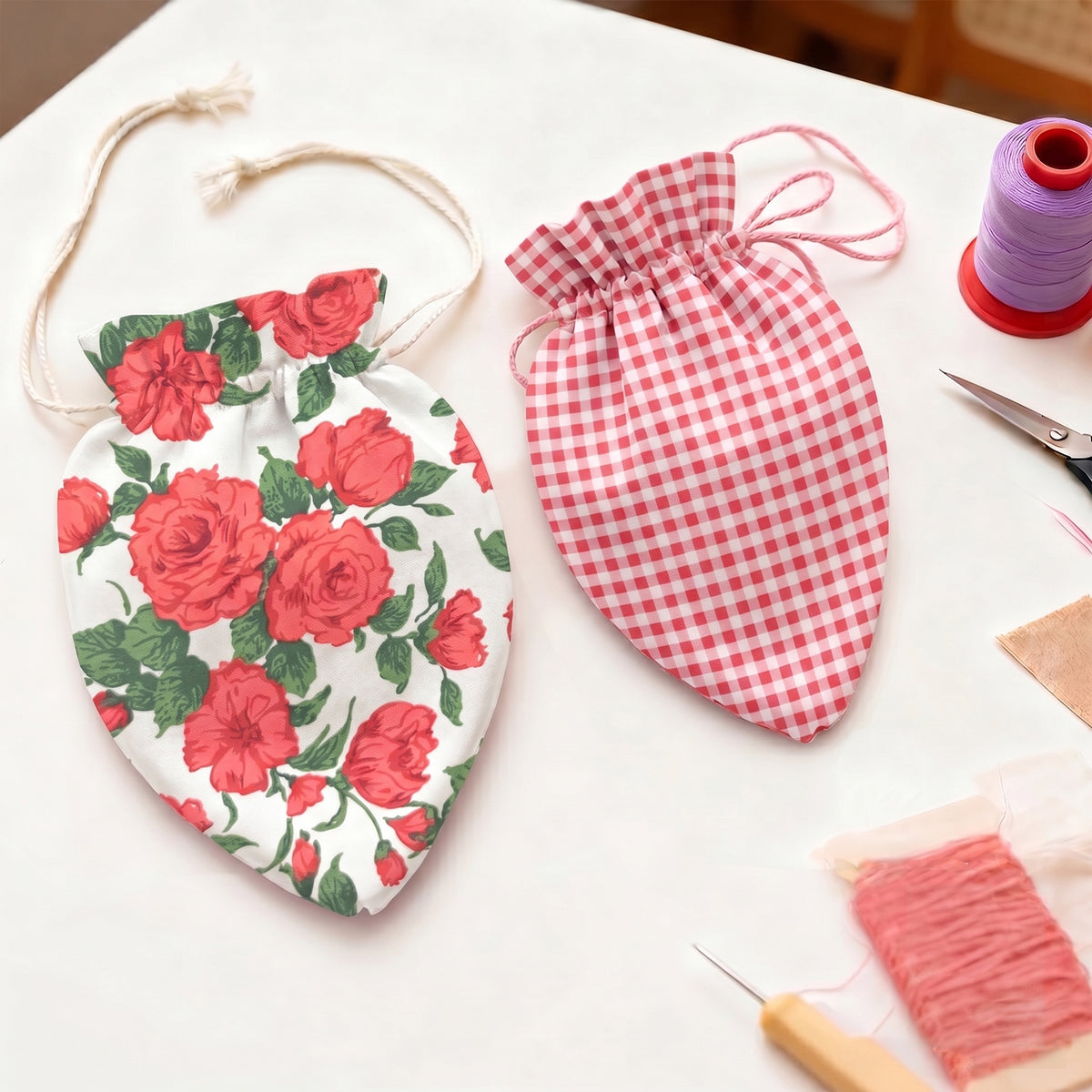 Aubliss 8pcs Fat Quarter Fabric Bundles -Rose Gingham-20' x 20'